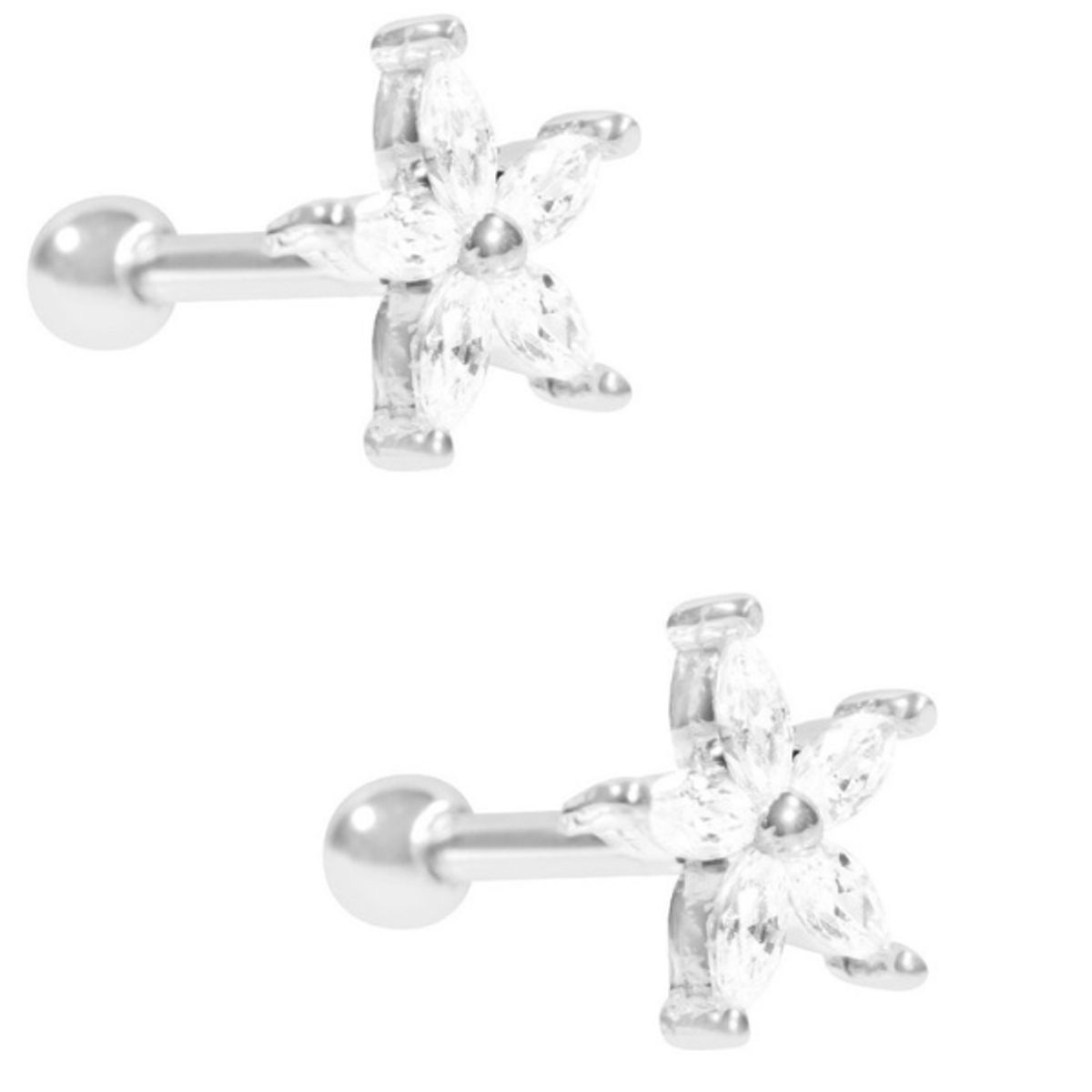 GENERICO - Aros de flor para niña y mujer plata 925 con tope