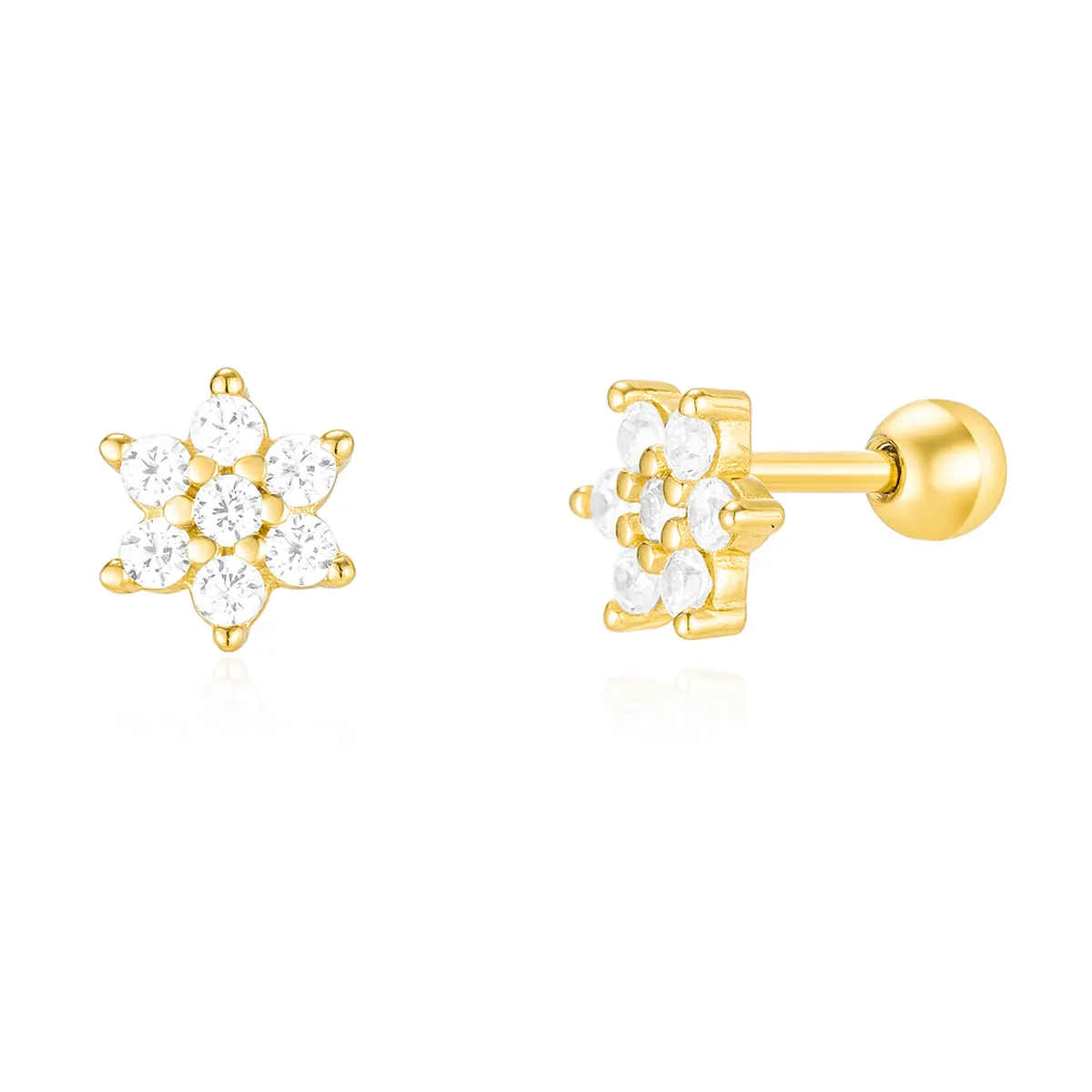 GENERICO - Aros mujer plata Flor con tope