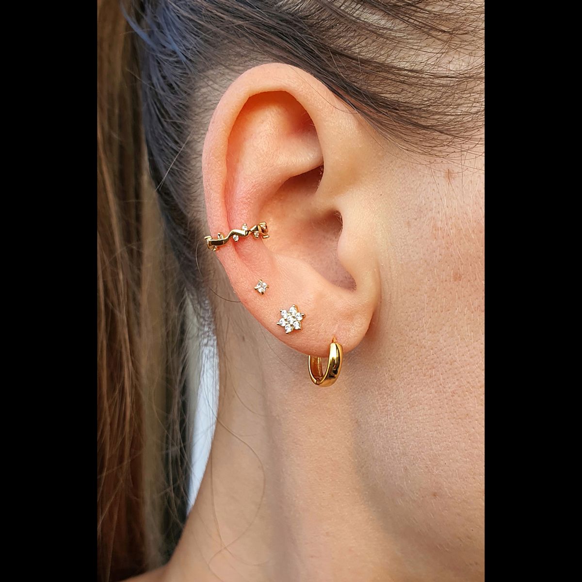 GENERICO - Aros mujer plata Flor con tope