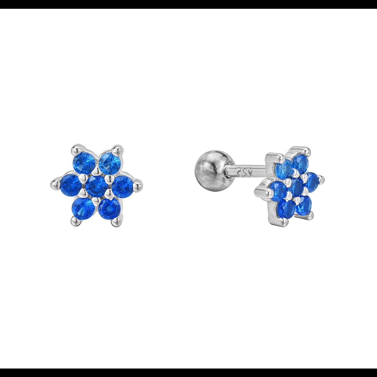 GENERICO - Aros de flor para niña y mujer con tope plata 925