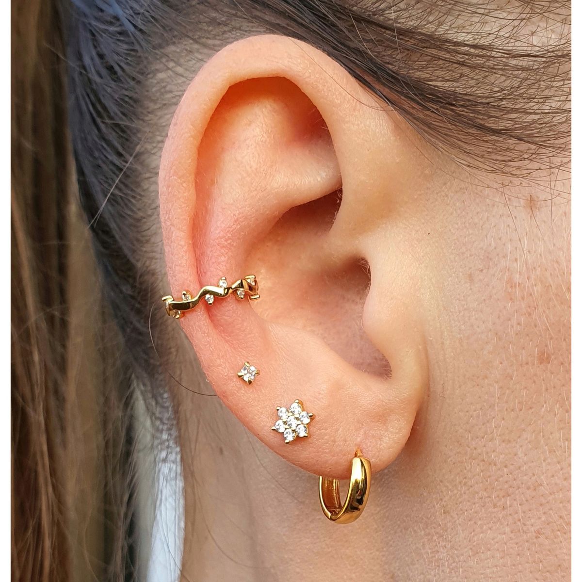 GENERICO - Aros mujer plata Flor con tope