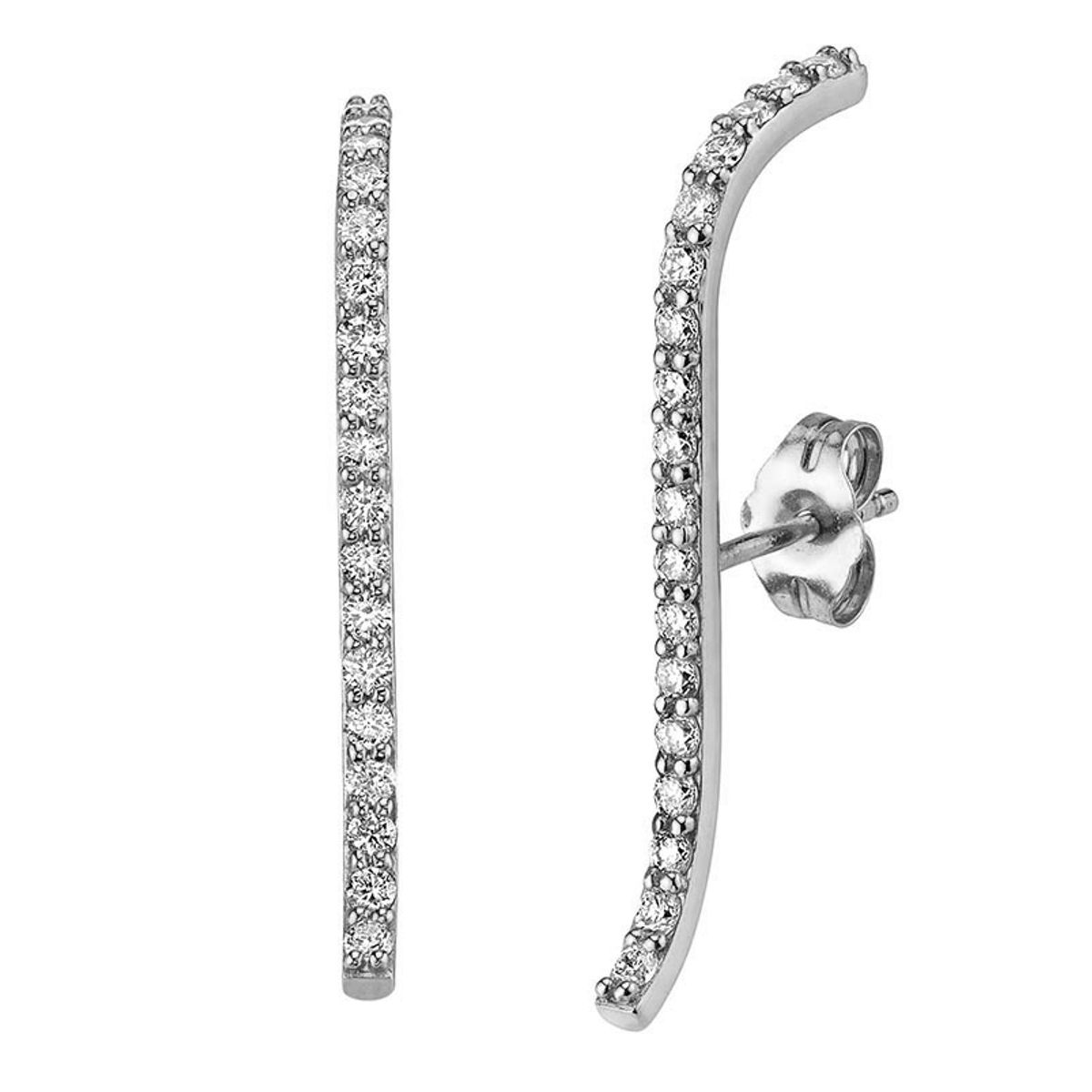 GENERICO - Aros linea brillantes plata 925 chapada en oro blanco