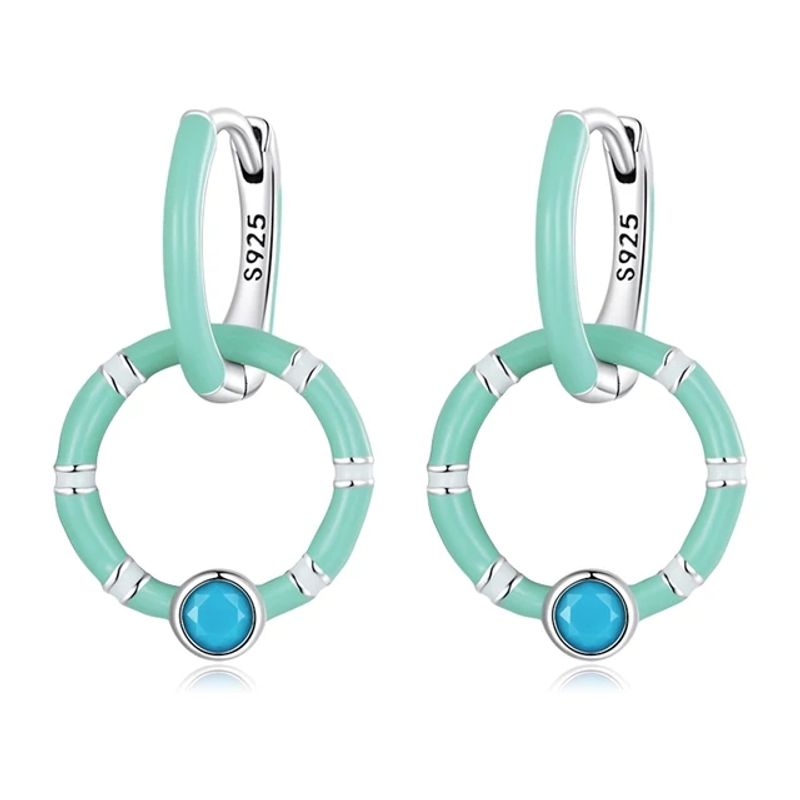 GENERICO - Aros mujer plata Argollas menta con colgante