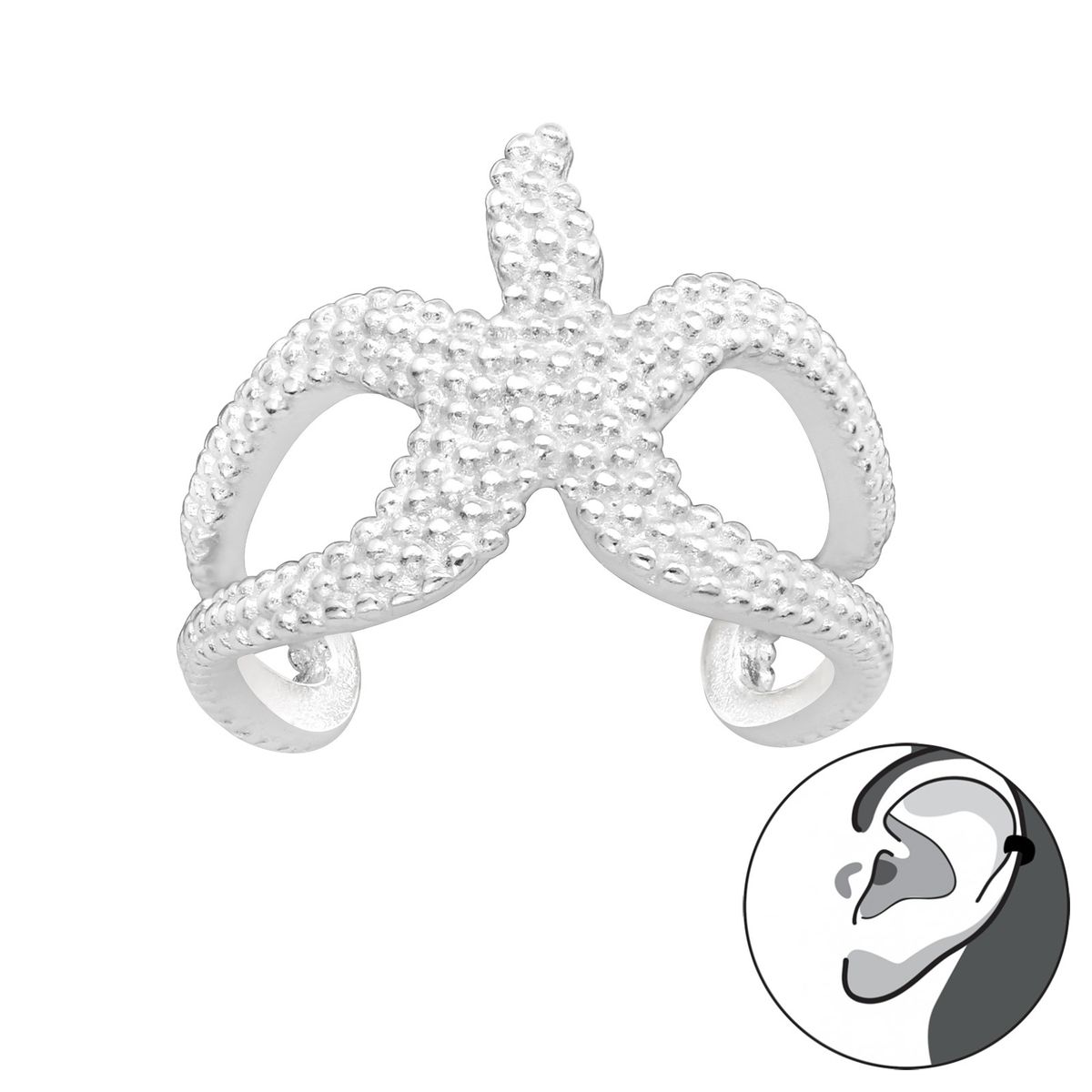 GENERICO - Aro falso a presion estrella de mar cuff bidu  Plata 925