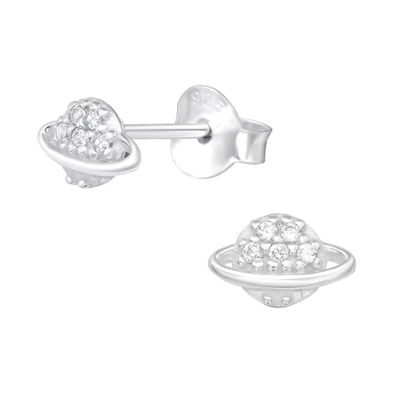 GENERICO - Aros mujer plata Mini saturnos