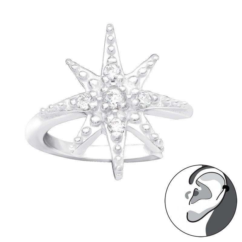 GENERICO - Aro Cuff "pequeño" estrella Mujer Plata 925