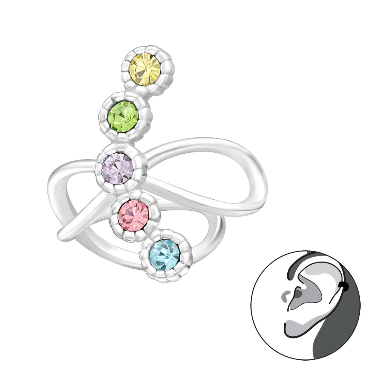 GENERICO - Aro Cuff multicolor Mujer Plata 925