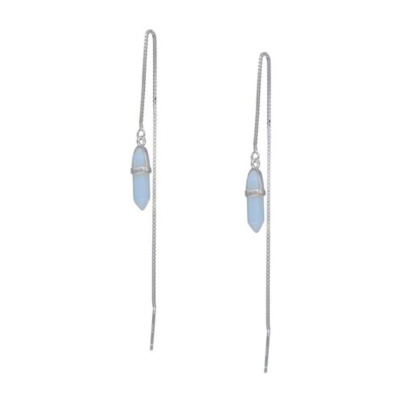 GENERICO - Aros mujer plata Piedra luna colgante