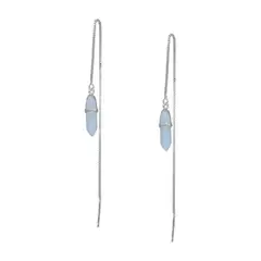 GENERICO - Aros mujer plata Piedra luna colgante