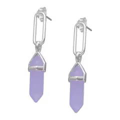GENERICO - Aros mujer plata Aros con piedra purpura
