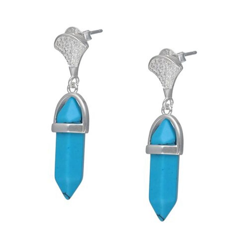 GENERICO - Aros mujer plata Abanico con piedra colgante