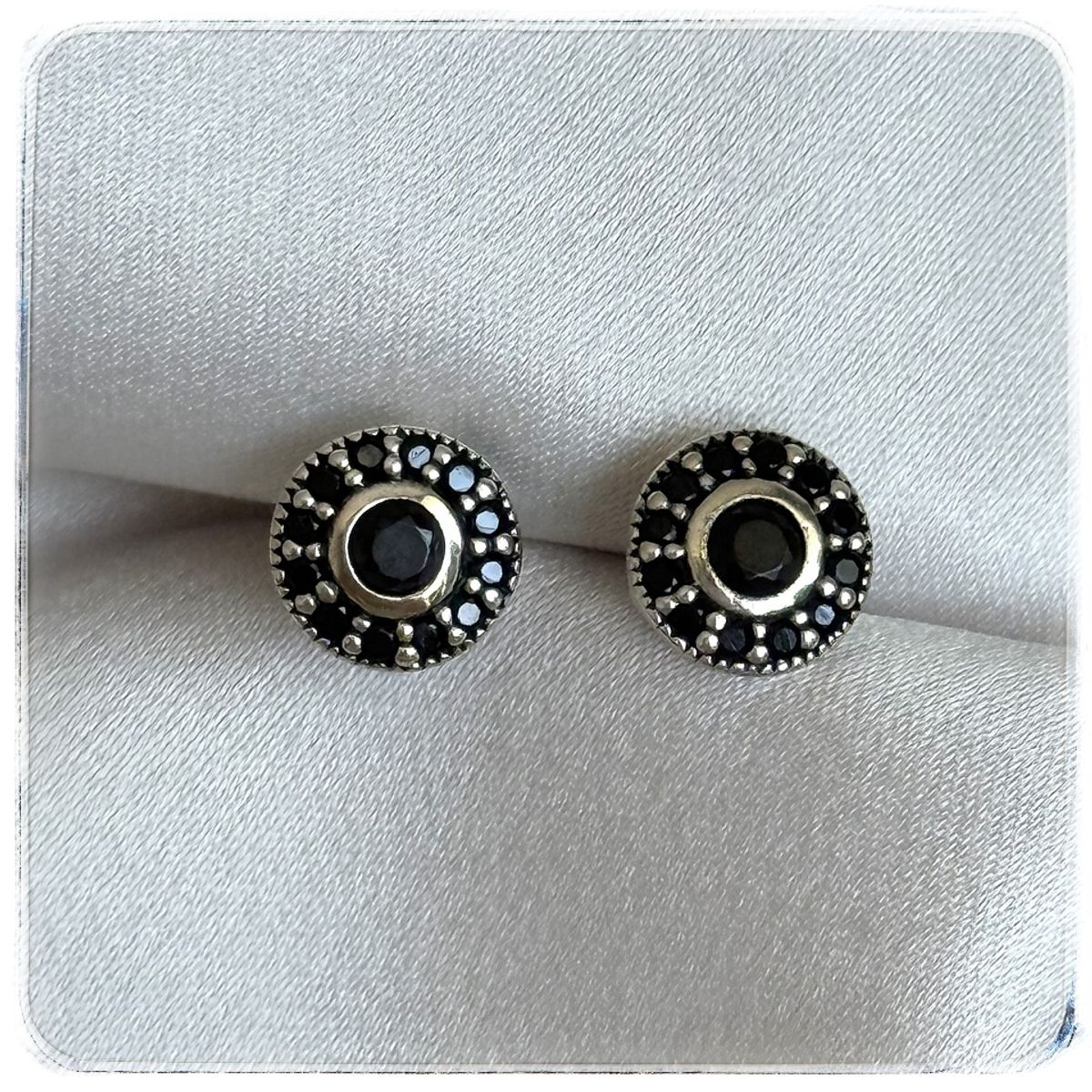 GENERICO - Aros mujer plata Aros redondos negros