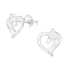 GENERICO - Aros mujer plata Caballo en corazón