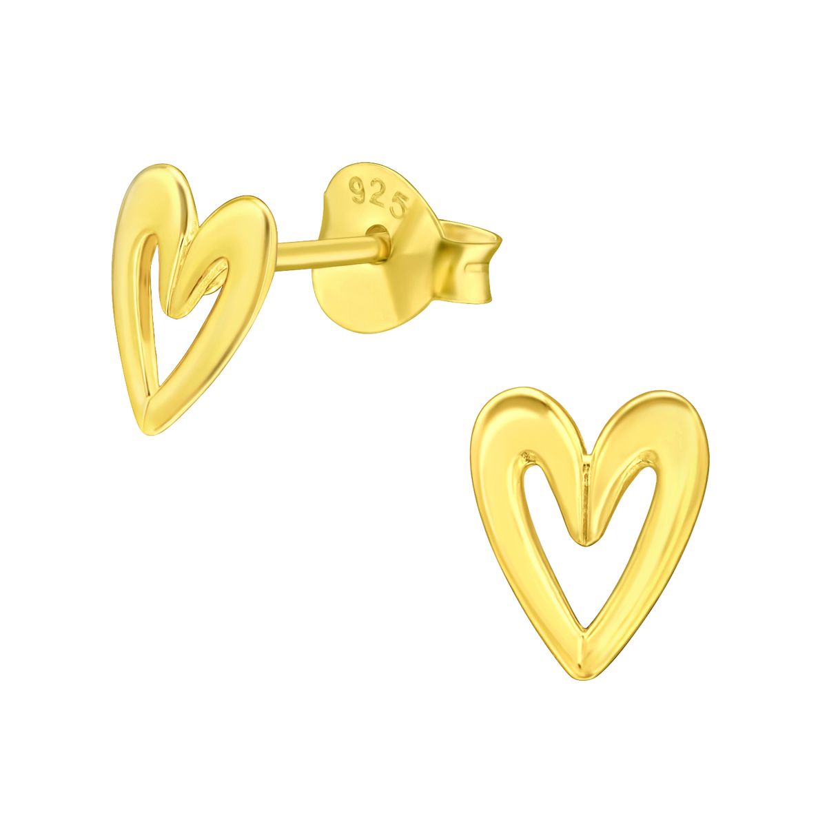 GENERICO - Aros mujer plata Corazón dorado
