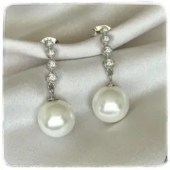 GENERICO - Aros mujer perlas colgantes