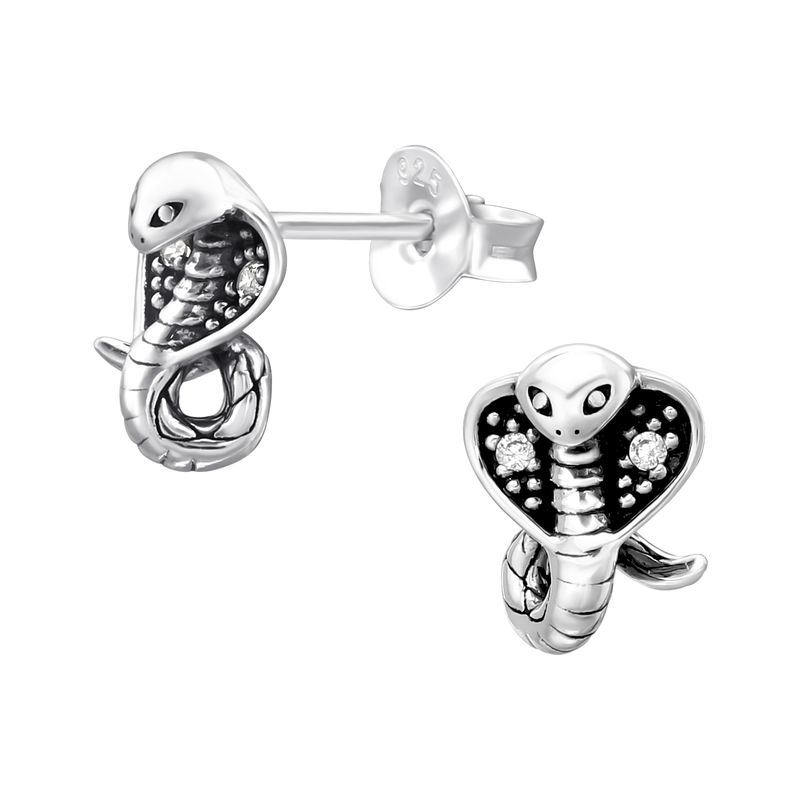 GENERICO - Aros mujer plata Cobra serpiente