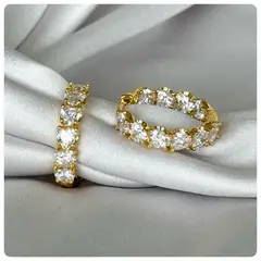 GENERICO - Argollas doradas corazon enchape oro 18 k + caja regalo