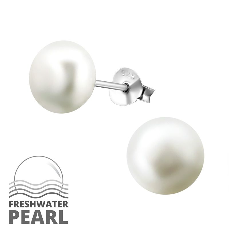 GENERICO - Aros mujer plata Perlas 8 mm