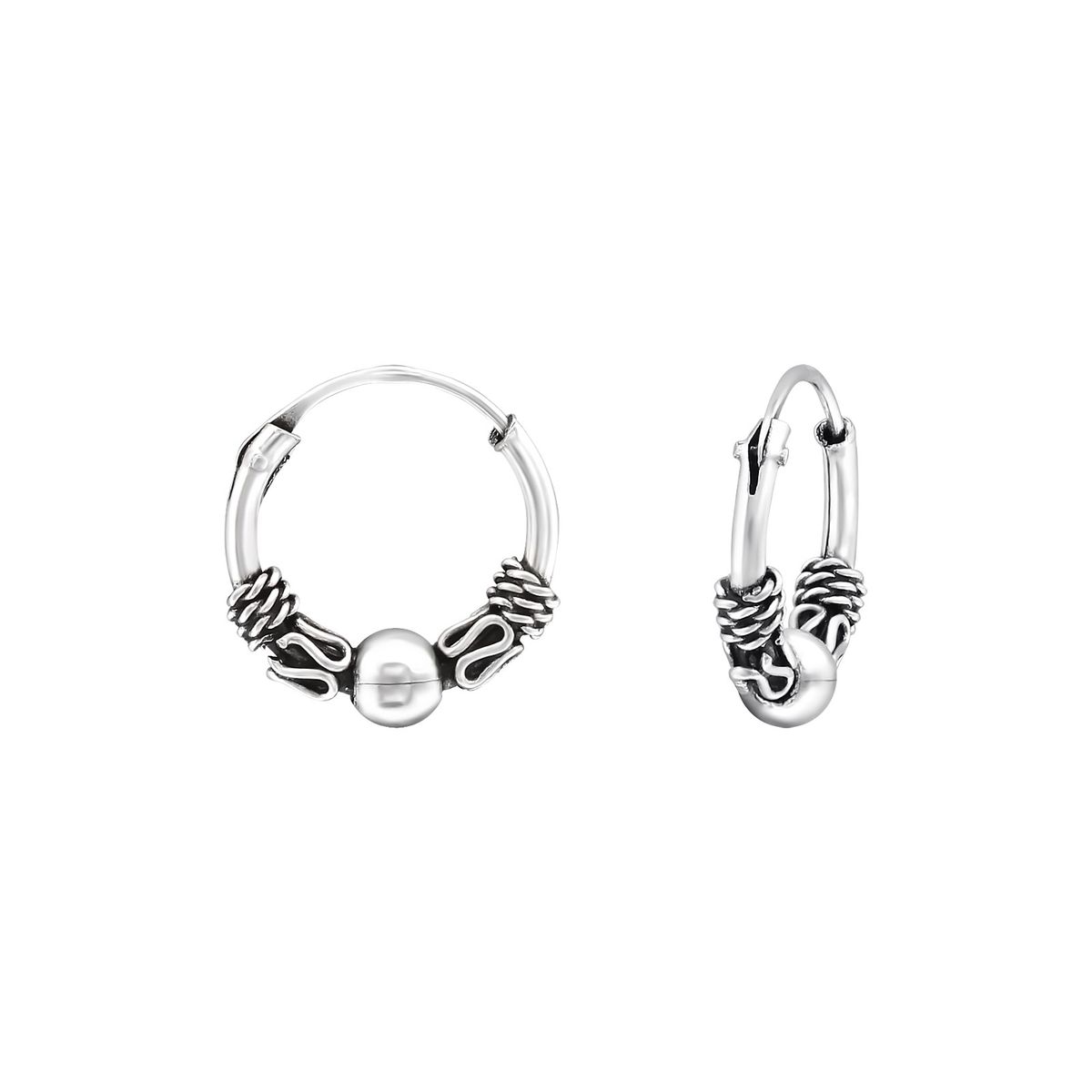 GENERICO - Argollas Mujer Plata 925 Bali 12 mm