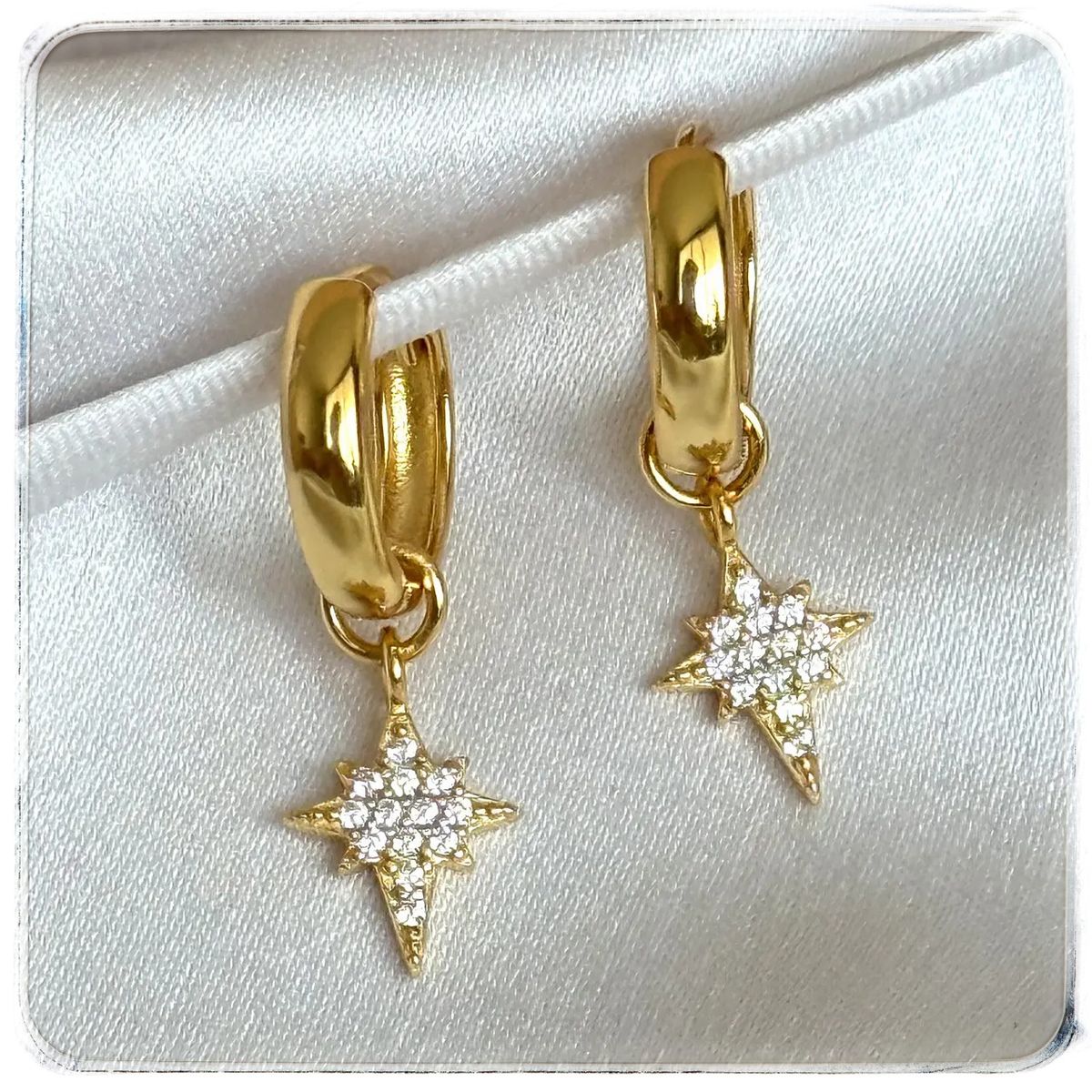 GENERICO - Argollas huggies estrellas plata 925 + oro 18 k