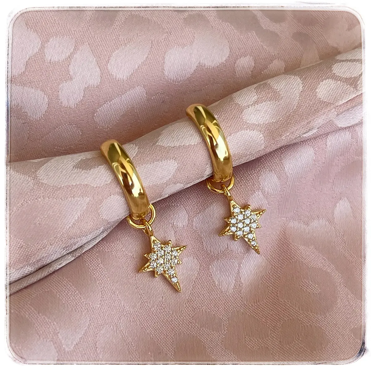 GENERICO - Argollas huggies estrellas plata 925 + oro 18 k