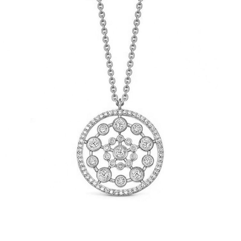 GENERICO - Collar Mandala brillante  Plata 925 + caja regalo mujer