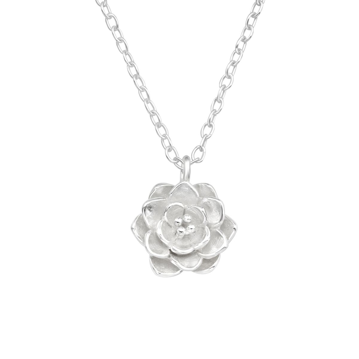 GENERICO - Collar Mujer Plata 925 flor de loto