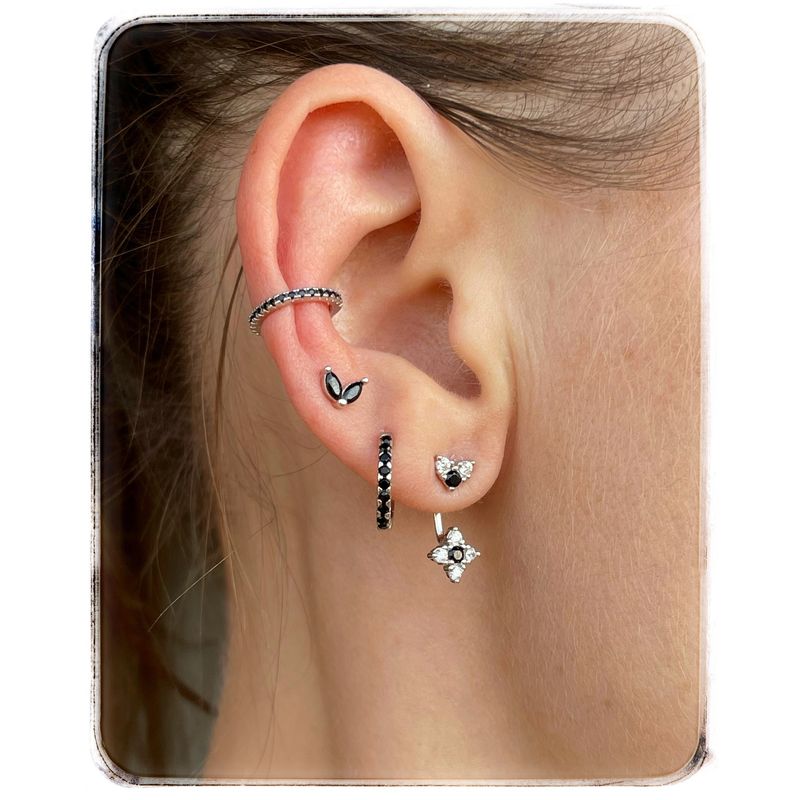 GENERICO - Conjunto aros de plata 925 negros + cajita regalo