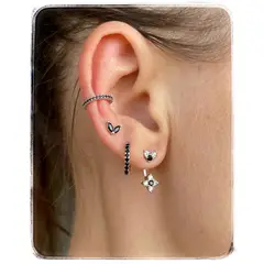 GENERICO - Conjunto aros de plata 925 negros + cajita regalo