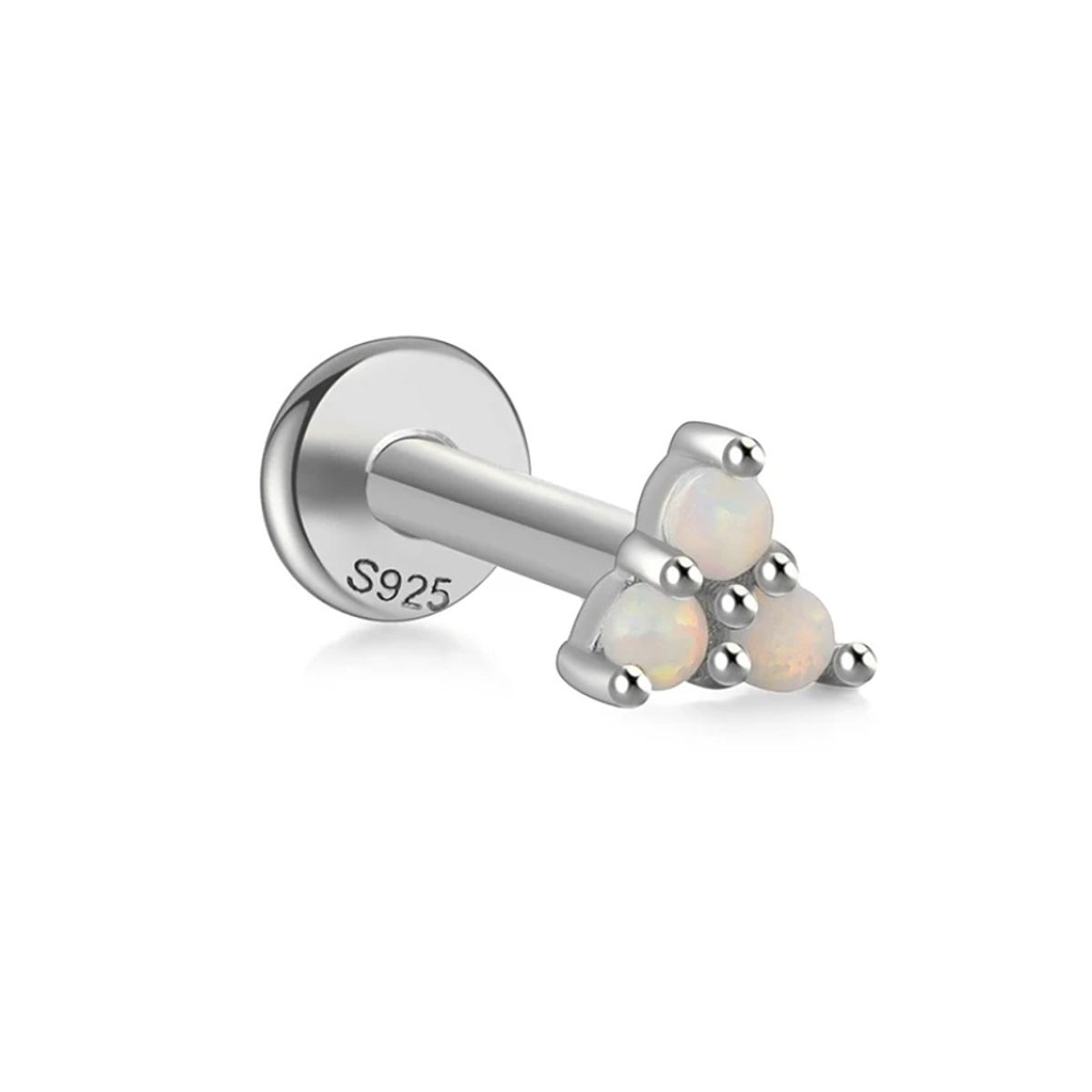 GENERICO - Piercing ópalo triángulo pequeño tragus helix plata 925