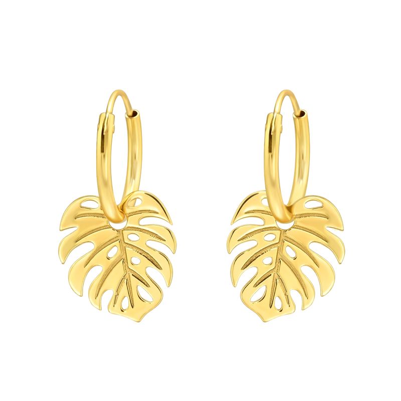 GENERICO - Argollas Mujer Plata 925 monstera deliciosa