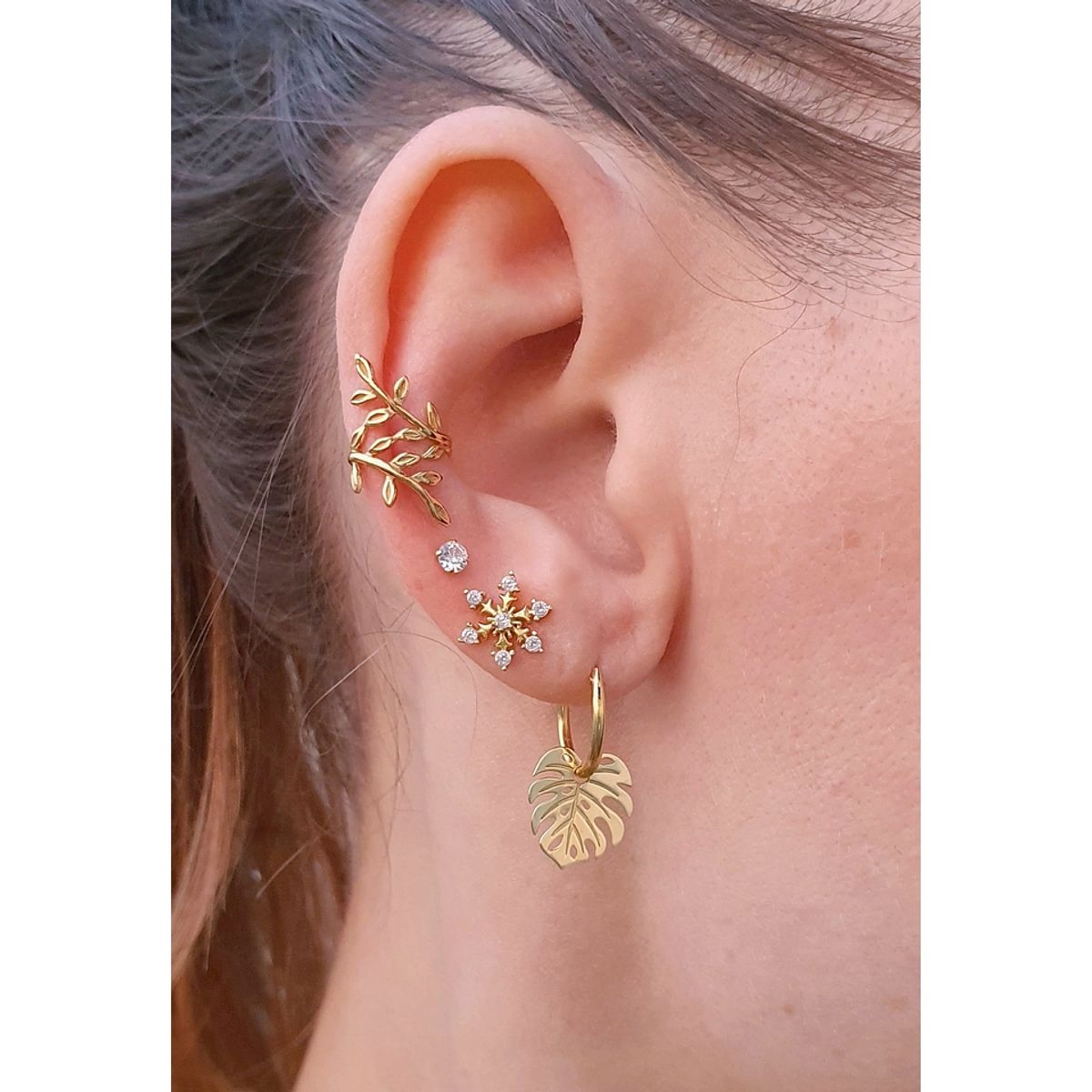 GENERICO - Argollas Mujer Plata 925 monstera deliciosa
