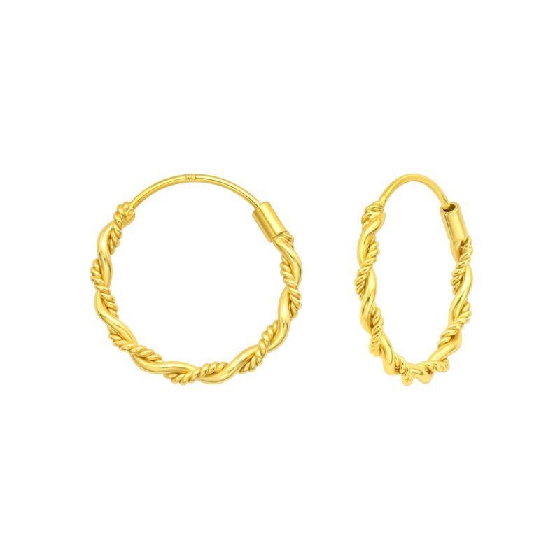 GENERICO - Argollas Mujer Plata 925 trenzadas 16mm