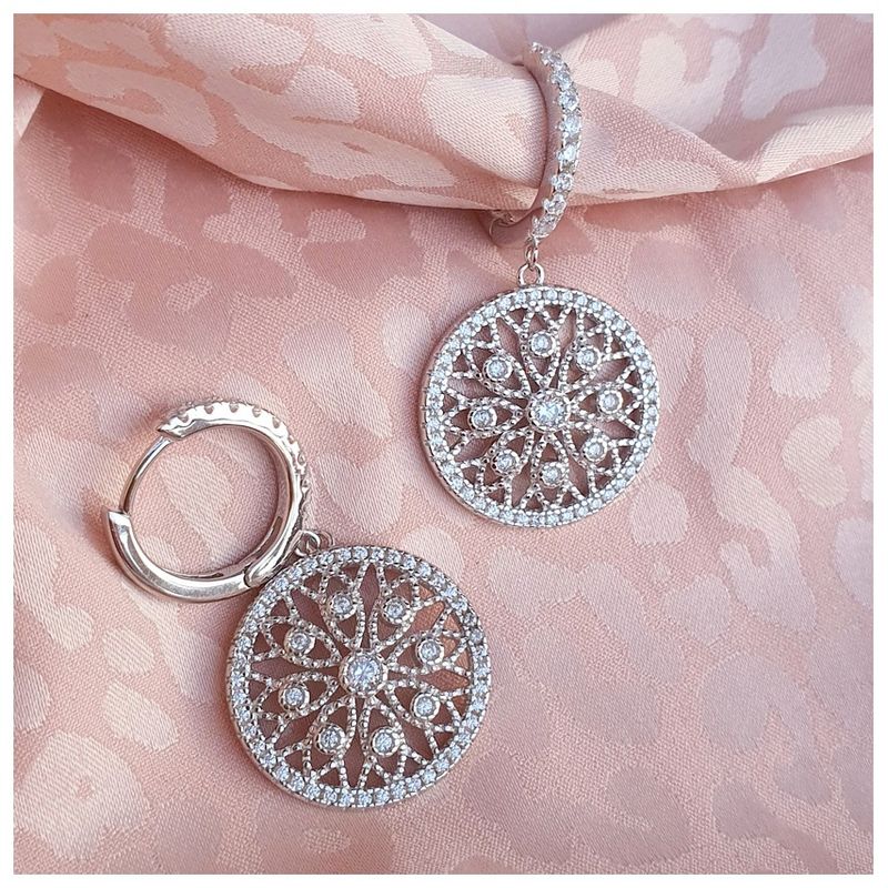 GENERICO - Aros Argollas mandala Mujer Plata 925 + caja regalo