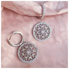 GENERICO - Aros Argollas mandala Mujer Plata 925 + caja regalo