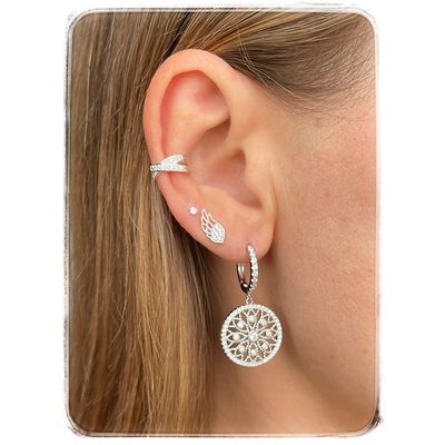 Imagen 2 del producto Aros Argollas mandala Mujer Plata 925 + caja regalo