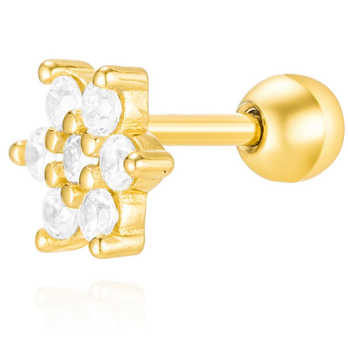 GENERICO - Piercing flor dorada de plata 925 + oro 18 k