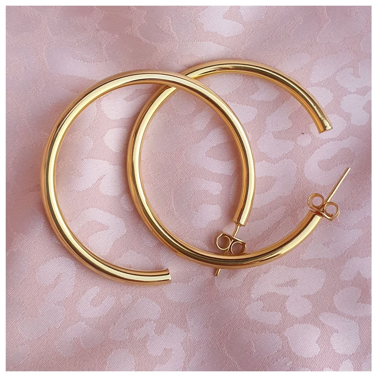 GENERICO - Argollas doradas grandes Plata 925 con oro 18 k 40 mm + caja regalo