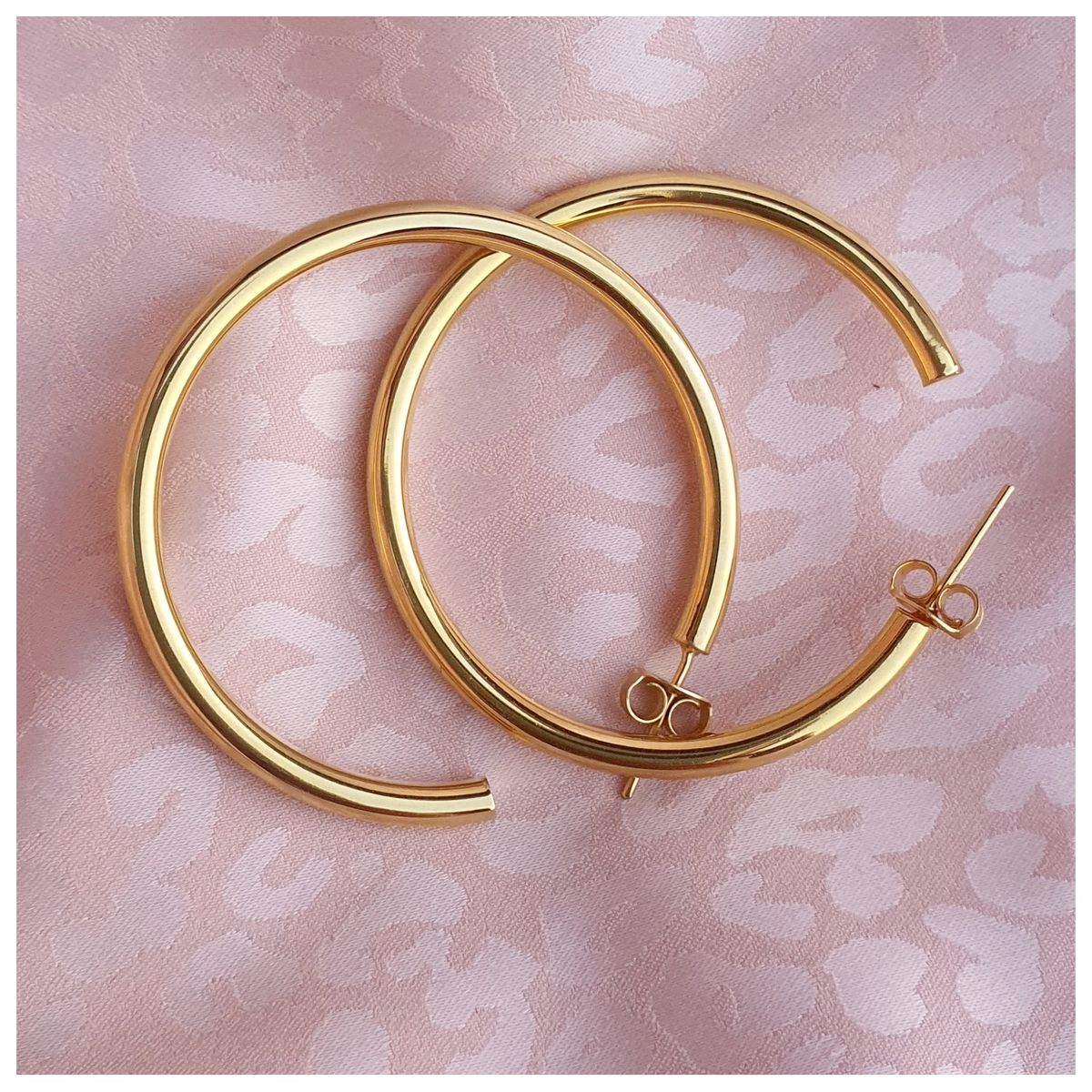 GENERICO - Argollas doradas grandes Plata 925 con oro 18 k 40 mm + caja regalo