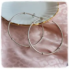 MALCREADO34401 - Argollas Mujer Plata 925 con esferas 50 mm