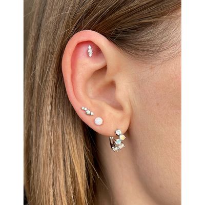 Imagen 2 del producto Piercing tragus helix de ópalo Plata 925 aro tope plano