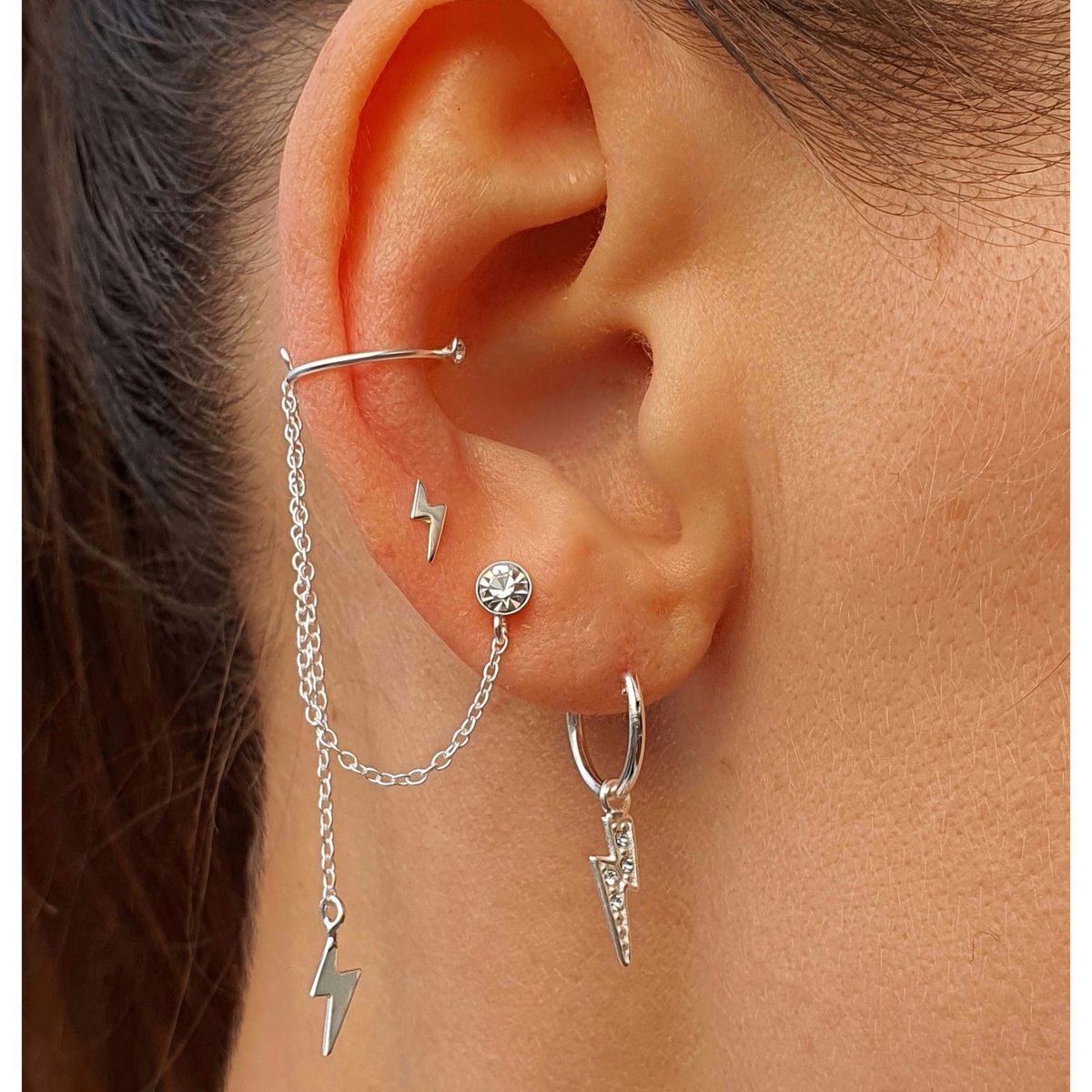 GENERICO - Argollas de rayo para hombre y mujer Plata 925 aros