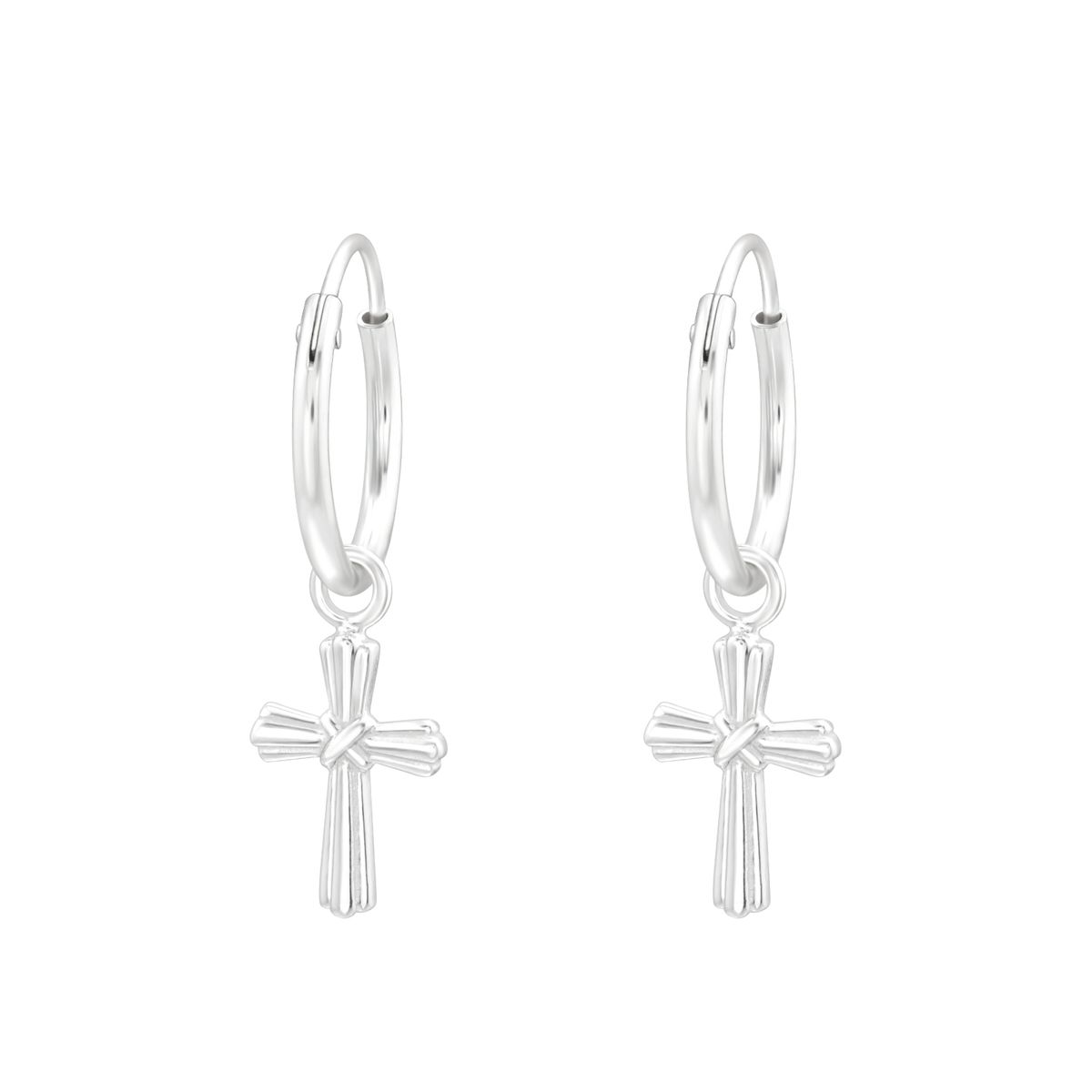 GENERICO - Aros hombre mujer Argollas con cruz cruces Plata 925