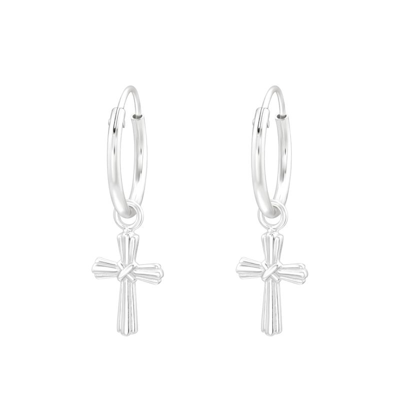 GENERICO - Aros hombre mujer Argollas con cruz cruces Plata 925
