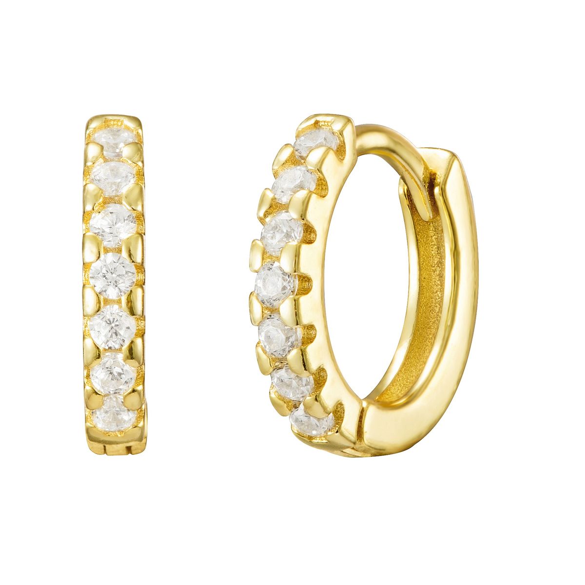 GENERICO - Argollas huggies pequeñas doradas  Plata 925 oro 18 k 11 mm