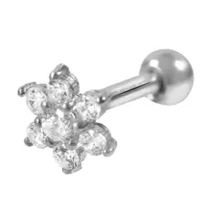 GENERICO - Piercing flor de plata 925 aro con tope