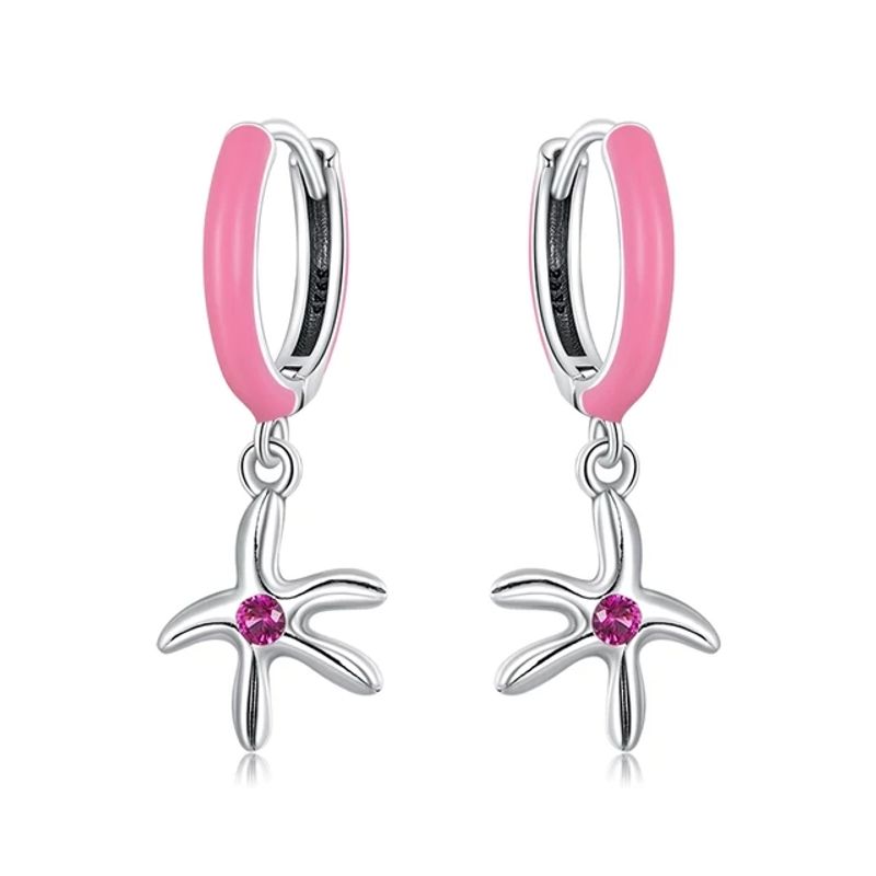 GENERICO - Argollas Mujer Plata 925 con estrella de mar
