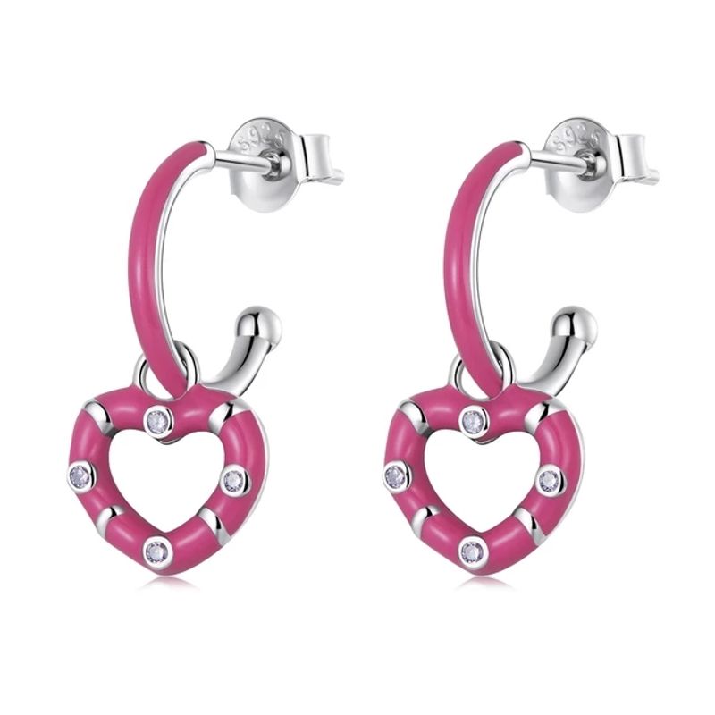 GENERICO - Argollas Mujer Plata 925 con corazón colgante