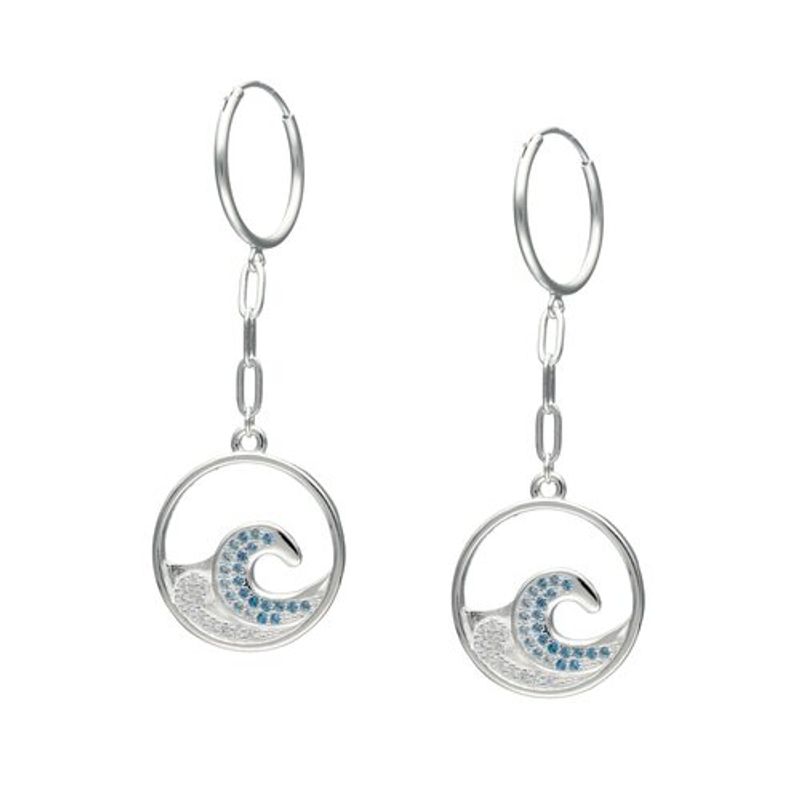 GENERICO - Argollas Mujer Plata 925 con olas
