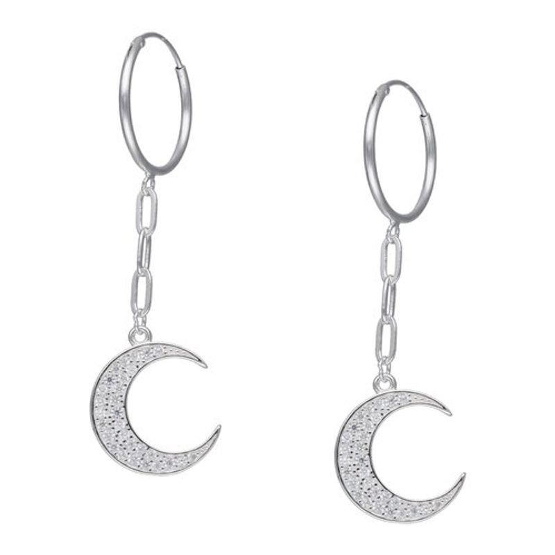 GENERICO - Argollas media luna colgante Plata 925 pendientes